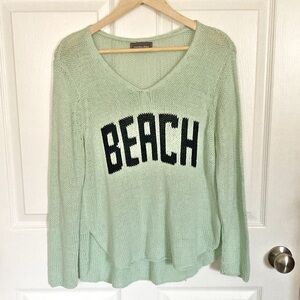 WOODEN SHIPS Beach loose-knit mint sweater, S/M.